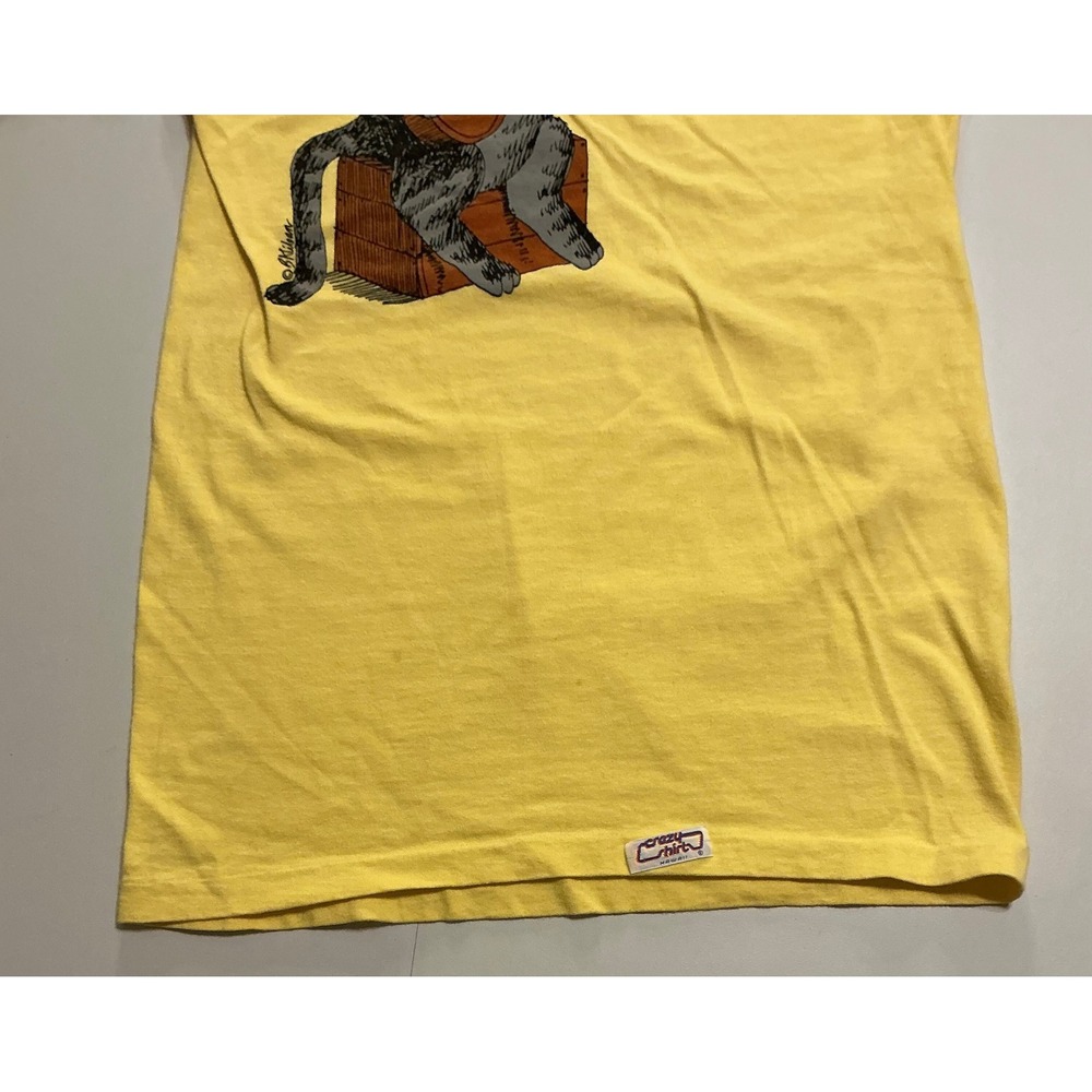 VTG‎ USA Made 80s B Kliban Cat Mousies Song Yellow Graphic Tee Youth Small USA - Picture 3 of 7